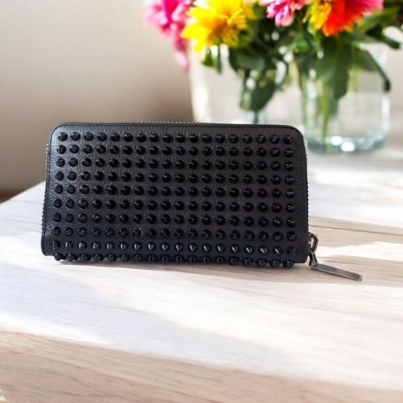 Christian Louboutin Handbags - Christian Louboutin Panettone Leather Spiked Long Zipper Wallet
